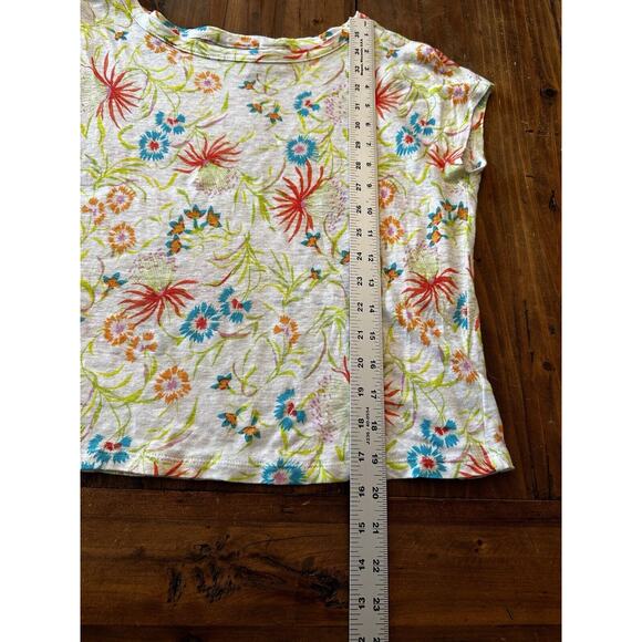 Joie Floral 100% Linen Top Shirt Boxy Size Small Cropped Beach Boho Flirty - Picture 5 of 6